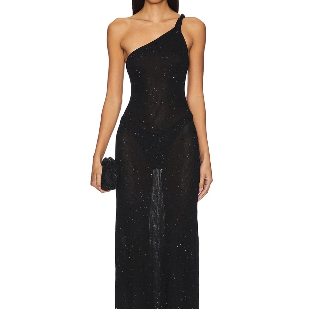 Elegant One-Shoulder Black Evening Dress